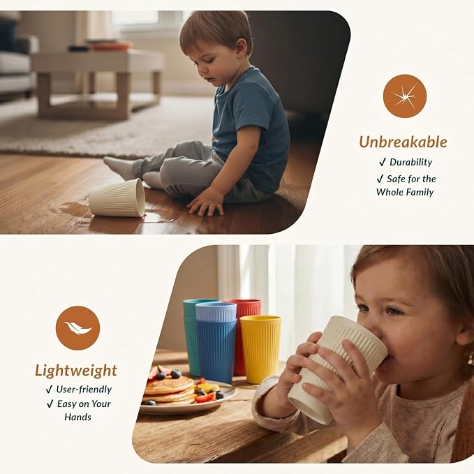 Homienly Drinking Glasses Wheat Straw cups, Unbreakable Alternative to 12oz - Image 4