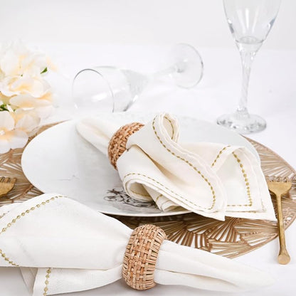 Natural Cane Napkin Rings Set of 6, Handwoven Table Decor, Bohemian Coastal - Image 6