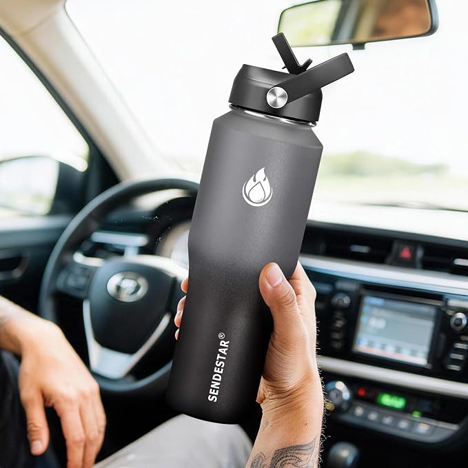 SENDESTAR Water Bottle 32oz, 2 Lids, Wide Mouth Stainless Steel Vacuum - Image 3