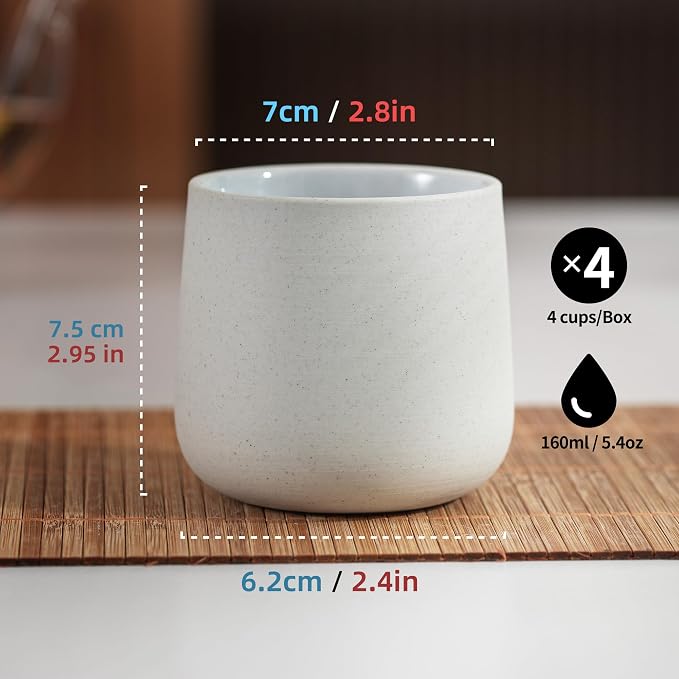 TEANAGOO Japanese Tea Cups, Chinese Tea Cup, 7.2Oz / 205 Ml, Ceramic Tea Cups - Image 2
