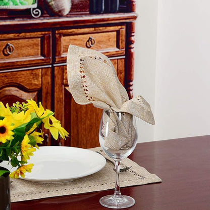Grelucgo Handmade Hemstitch Beige Cocktail Napkins - Image 3