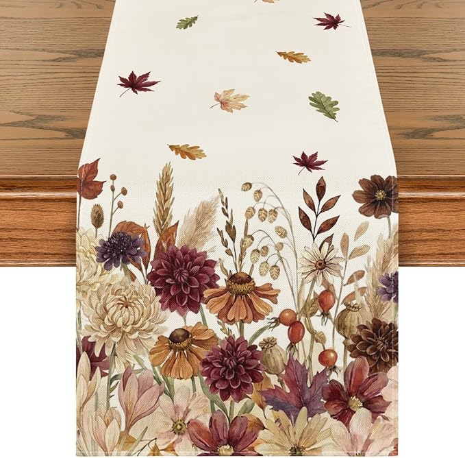 Artoid Mode 210 GSM Fall Table Runner 13x72 Inch Home Party Decor | Watercolor by ArtoidMode