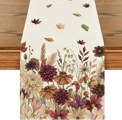 Artoid Mode 210 GSM Fall Table Runner 13x72 Inch Home Party Decor | Watercolor by ArtoidMode
