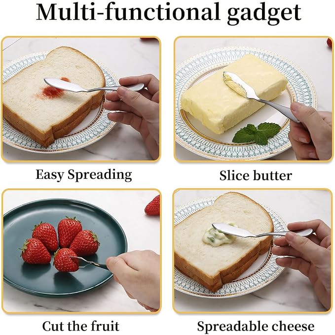 Berglander Stainless Steel Butter Knives Set of 6Pcs, 5.7" Butter Spreader - Image 5