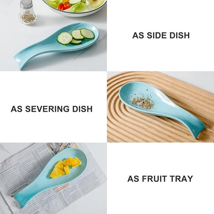 Ceramic Spoon Rest for Stove Top,Large 8.7 Inch Spoon Holder for Kitchen Counter,Porcelain Utensil Rest for Thankgiving and Christmas Gift,Dishwasher Safe and Heat-Resistant,Turquoise(1 PC)
