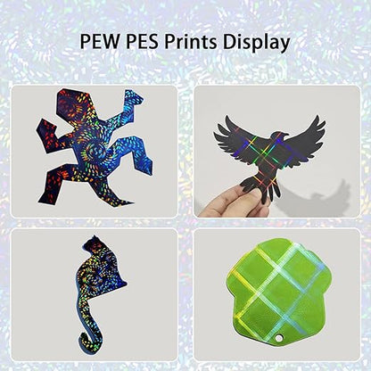 PEW PES Build Plate for Bambu 3D Printers, Smooth Rainbow Gear+Rainbow Plaid Build Plate Flexible Holographic Bed Plate 257x257mm for Bambu Lab X1C/X1/X1E/P1P/P1S/A1 3D Printer
