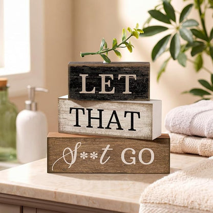 Moucuny 4 Pcs Bathroom Shelf Decor Sign Farmhouse Bathroom Decor and - Image 2