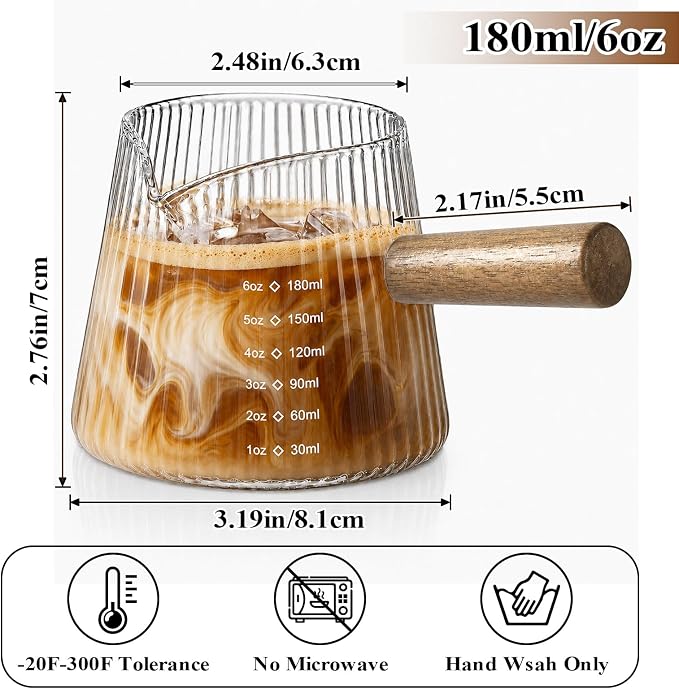 6OZ Espresso Shot Glass Cups Coffee Measuring Cup Coffee Bar Accessories | - Image 5