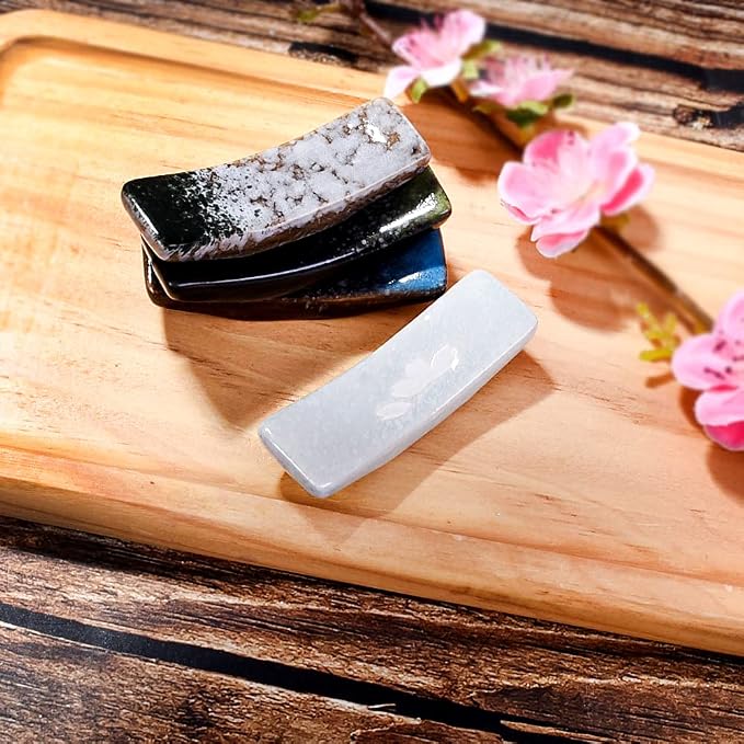 Ceramic Chopstick Rest Set of 4, Reactive Kiln Glaze Spoon Fork Holders | - Image 5