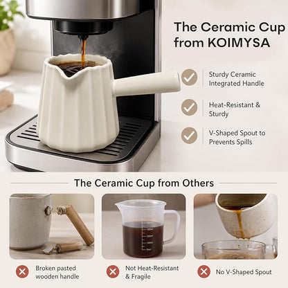 Espresso Measuring Cup Set of 2, Ceramic Espresso Cups 6 OZ | Milk Frothing Cup - Image 3