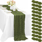 12 Pieces 10FT Olive Green Cheesecloth Table Runner Boho Gauze Fabric Runner by Sunnyline