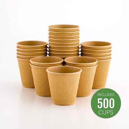 Restaurantware Ripple Wall Coffee Cups 500 Count 8 Ounce Insulated Kraft Paper - Image 2