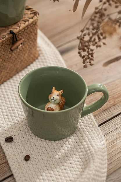 DIHOclub Squirrel Ceramic Cup Hidden 3D Animal Inside Mug, Cute Cartoon - Image 4