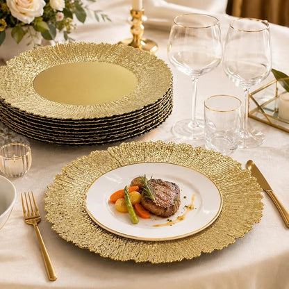 Coloch Set of 12 Gold Charger Plates, Home Dinner Use - Image 8