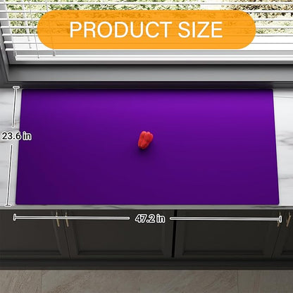 Quality Silicone Table Mat 47x24 Inch - High Heat Resistant (Lab Tested 482°F), Non-Slip Oil-Resistant Surface for Baking & DIY | Waterproof & Easy Clean (Purple)