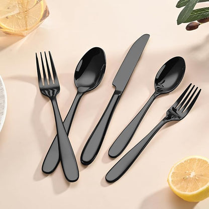 20-Piece Black Silverware Set, Flatware Set - Image 4