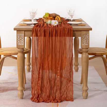 8 Pack Cheesecloth Terracotta Table Runner 10ft Rustic Gauze Decor | - Image 3