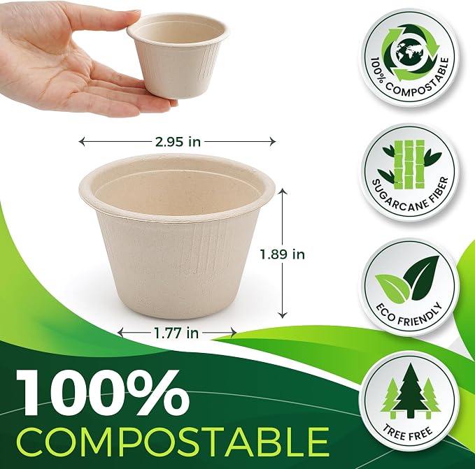 4oz Disposable Paper Cups, Sturdy Small/Mini Paper Cups/bowls, Tasting and - Image 2