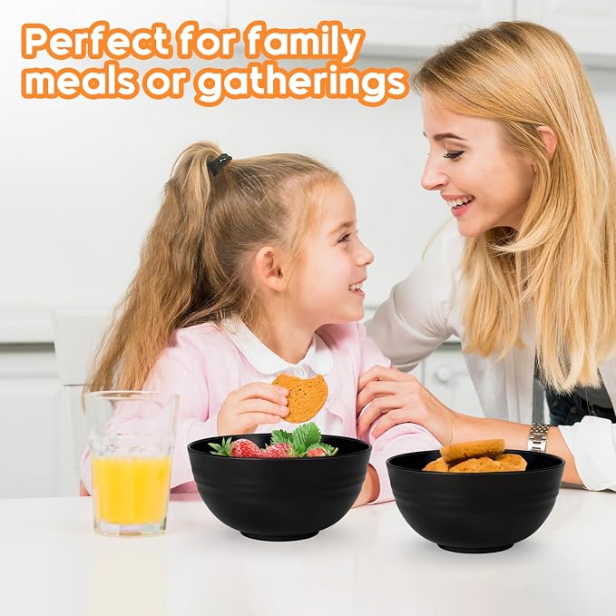 Unbreakable Cereal Bowls Set of 8, 26 Oz Wheat Straw Bowl Sets, Microwave & - Image 7