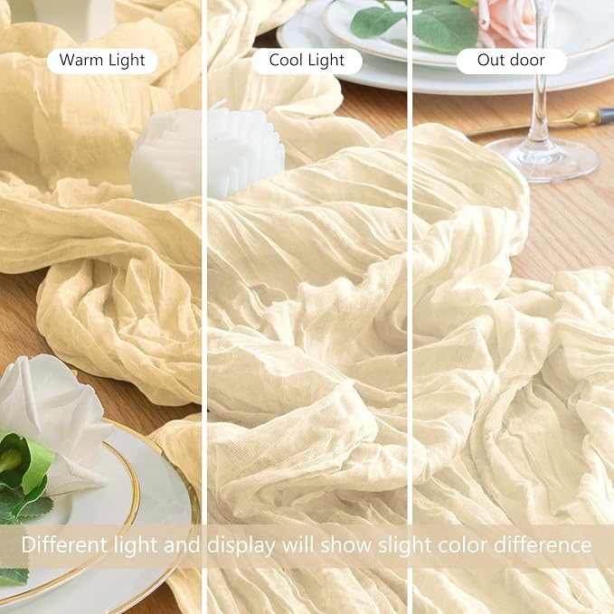 Cheesecloth Table Runner Beige 10FT Boho Gauze Runner, 6 Pack | 120 Inch Cheese - Image 8