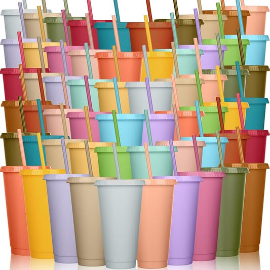 Honeydak 100 Pack Tumbler with Straw and Lid Bulk Water Bottle Iced Coffee by Honeydak
