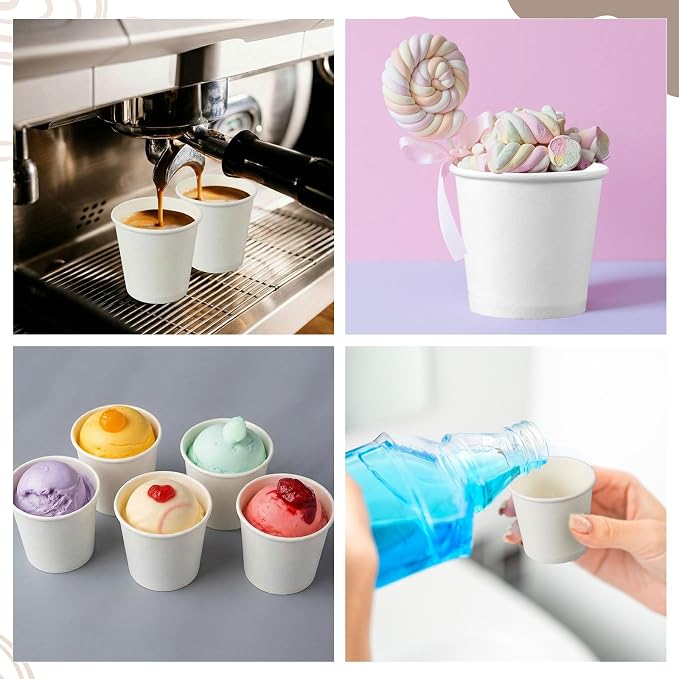 100 Pack 2oz Mini Coffee Cups Disposable Paper Cups Hot or Cold Beverage Cup - Image 7