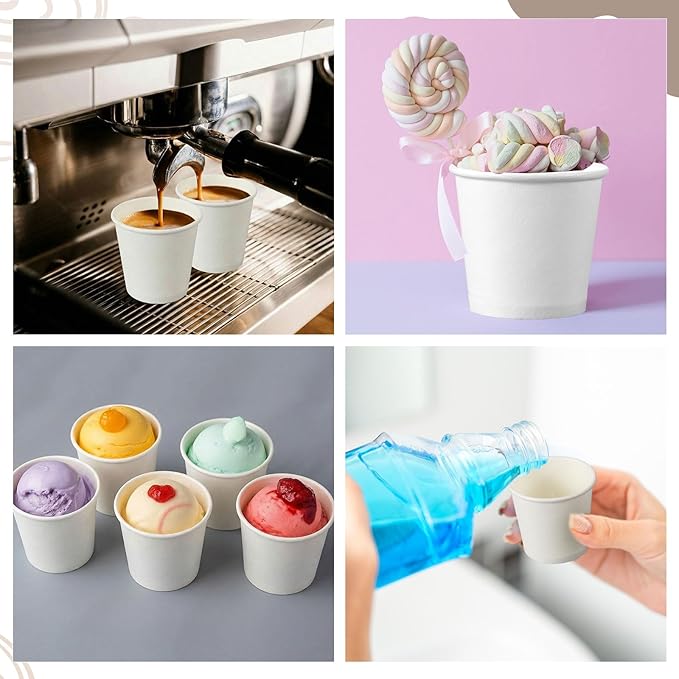 100 Pack 1oz Mini Coffee Cups Disposable Paper Cups Hot or Cold Beverage Cup - Image 6