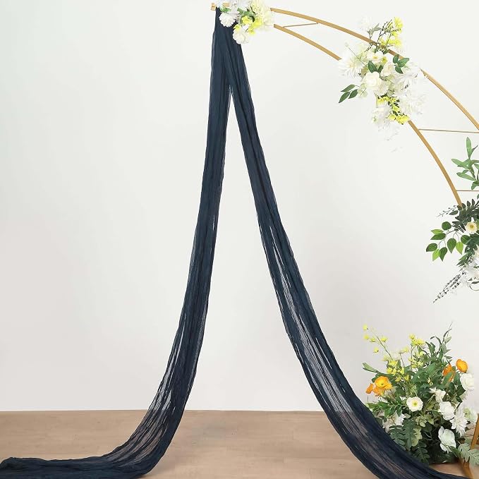 Efavormart 20ft Navy Blue Gauze Cheesecloth Wedding Arch Drapery Fabric - Image 2