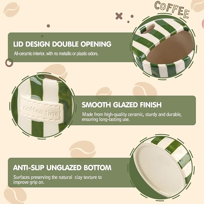 Ceramic Coffee Mugs 10 oz Retro Striped Coffee Mug No Handle - Image 5