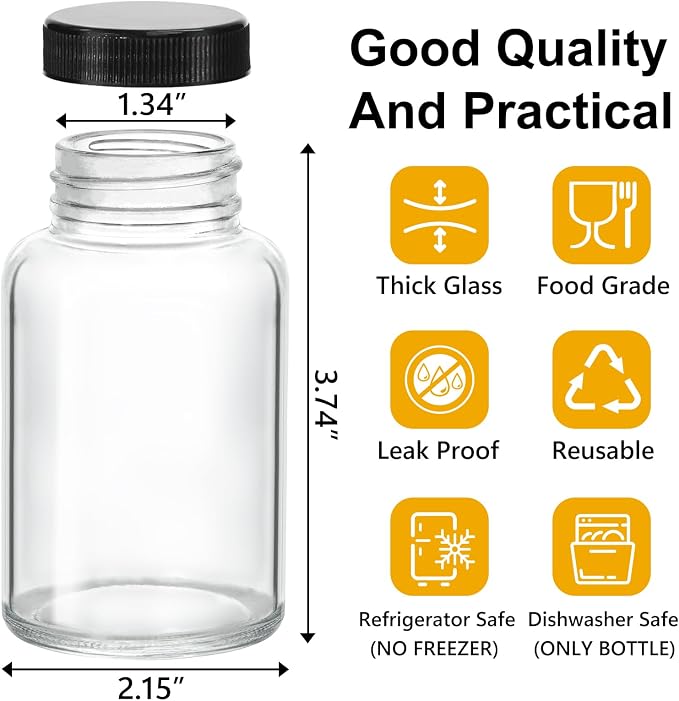 KEYWING 24 Pack Small Shot Bottles, 4oz Glass Jars - Image 2