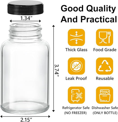 KEYWING 24 Pack Small Shot Bottles, 4oz Glass Jars - Image 2