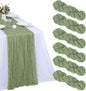 6 Pack Sage Green Cheesecloth Table Runner 35 x 120 Inch | Boho Gauze Fabric by RestfulGlow
