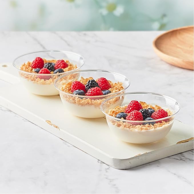 10 oz Small Clear Plastic Bowls, 60 Pack | Disposable Hard Plastic Party - Image 5