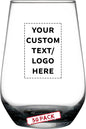 DISCOUNT PROMOS 50 Vaso Silicia Stemless Wine Glasses Set, 16 oz. - Personalized Text, Logo - Clear, Orb-Like, Thick base - Black