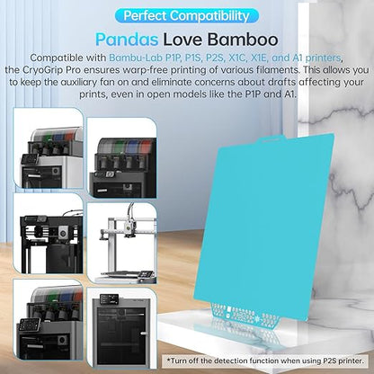 BIQU CryoGrip Pro Glacier 257x257mm Panda Build Plate for Bambu-Lab P1S/P1P/P2S/X1C/X1E/A1 3D Printer Double Sided Upgrade Build Plate Removable Surface Platform