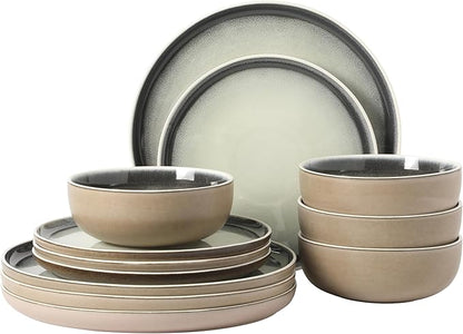 Gibson Elite Island Bay 12-Piece New Bone China Dinnerware Set Service by GibsonHomewares