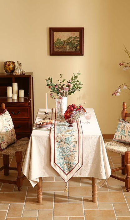 patdrea Designer Idyll Linen Table Runner, Vintage Beige Farmhouse - Image 8