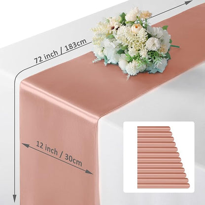 Manyshofu Rose Gold Satin Table Runner 12x72 - Image 4