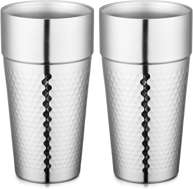 Beasea Stainless Steel Cups 19 oz, 2 Pack Large 18.6oz 550ml Stainless Steel by Beasea