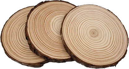 Unfinished Natural with Tree Bark Wood Slices 9 Pcs 5.1-5.5inch Disc Coasters - Image 2