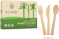 100% Bamboo Forks Spoons Knives Cutlery Combo Set - 380 Large Compostable Disposable Utensils (7 in.) Eco Friendly Durable and Tree Free Alternative to Wooden Silverware with Convenient Tray