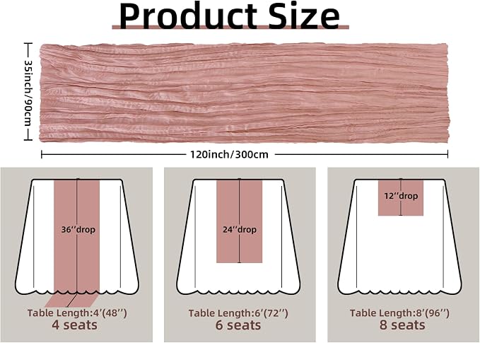 Rose Pink Cheesecloth Table Runner Fall Wedding Baby Shower Decor | 35x120 - Image 2