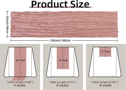 Rose Pink Cheesecloth Table Runner Fall Wedding Baby Shower Decor | 35x120 - Image 2