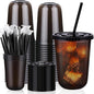 tchrules 50 Set 16oz Black Round Bottom Plastic Cups by Tchrules