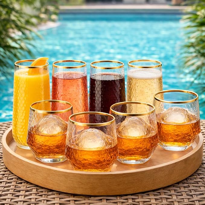 Oojami 48 Pack Plastic Champagne Flutes Stemless 9oz & 12oz Gold Rim Ribbed | - Image 3
