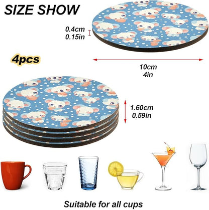 Seamless Cartoon Koala Bear 4 Piecing Set Drink Coasters Thick Heat Resistant - Image 4