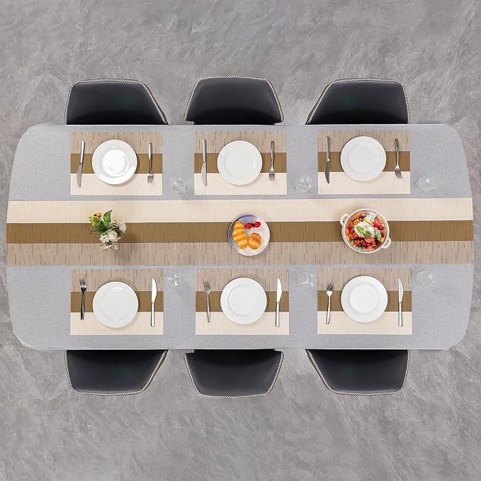 Table Runner 53 Inches Long, Vinyl Woven Farmhouse Table Runners | Washable - Image 8