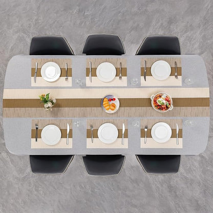 Table Runner 53 Inches Long, Vinyl Woven Farmhouse Table Runners | Washable - Image 8