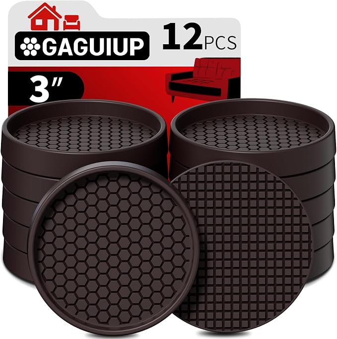 Non Slip Furniture Pads- 3"x3" Round Anti Skid Caster Cups Furniture Coasters by GAGUIUP