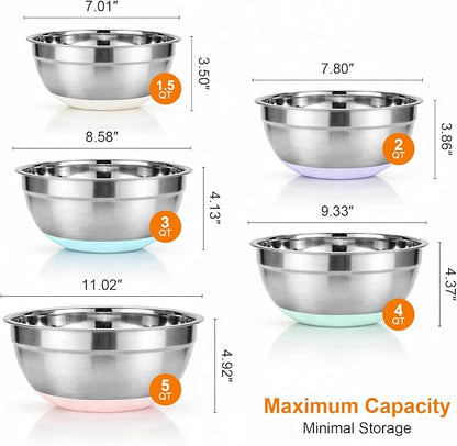 5PCS Stainless Steel Mixing Bowls Set - Image 2